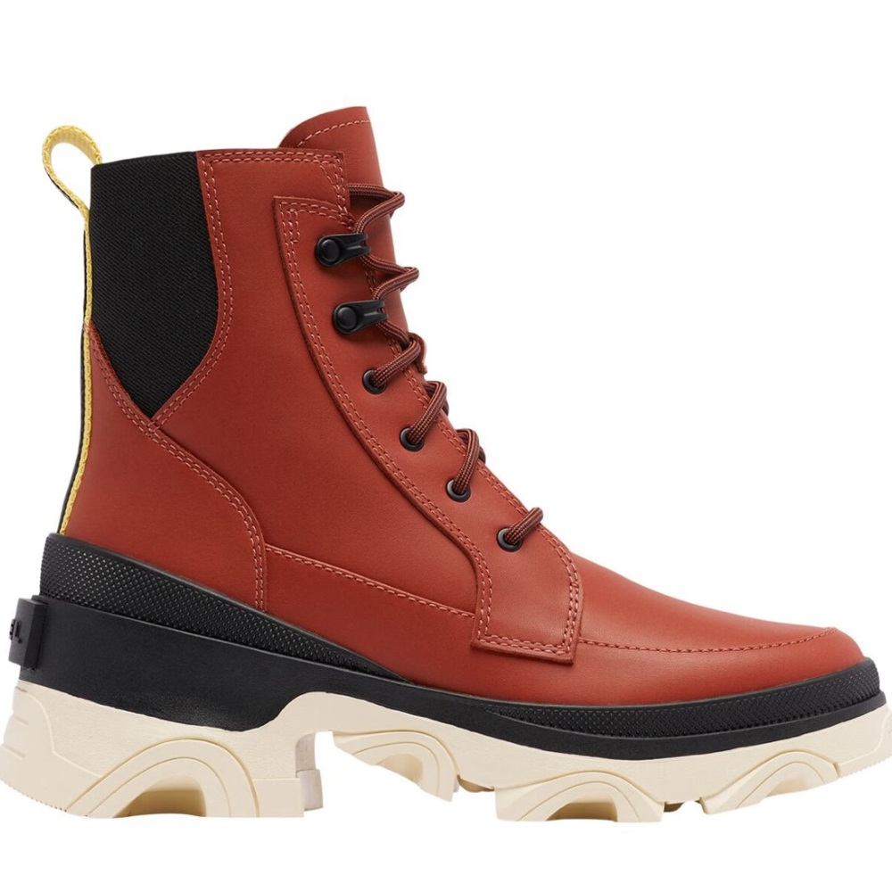 Sorel Brex Lace Waterproof Leather Boot Womens 8 Warp Red Black NEW